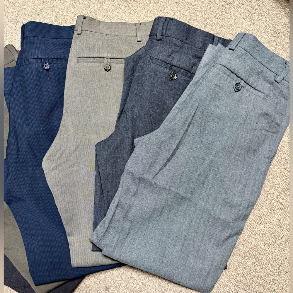 Bundle of 6 pairs of Banana Republic Men's Dress Pants - Blue, Gray, and Tan - Picture 3 of 13